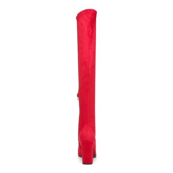 WILD PAIR Womens Red Stretch Bravy Pointed Toe Block Heel Heeled Boots 6.5 M - Picture 2 of 4